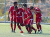 Palomar Soccer team celebrate after player Lalo Vasquez (11) scored a goal to put the comets up 1-0 over the Norco Mustangs in the 41st minute of the game. Aug. 30 Minkoff Field. Johnny Jones/The Telescope