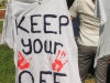 "Keep your [Hands] Off" shirt made for Domestic Violence Unity Day on Oct. 4 on the campus lawn. Michael Schulte/The Telescope