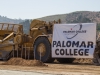 Ceremonial groundbreaking shovels in front of the Palomar College banner and tractors on Oct. 13 to celebrate the Palomar North Education Center. Alexis Metz-Szedlacsek (@skepticully) / The Telescope