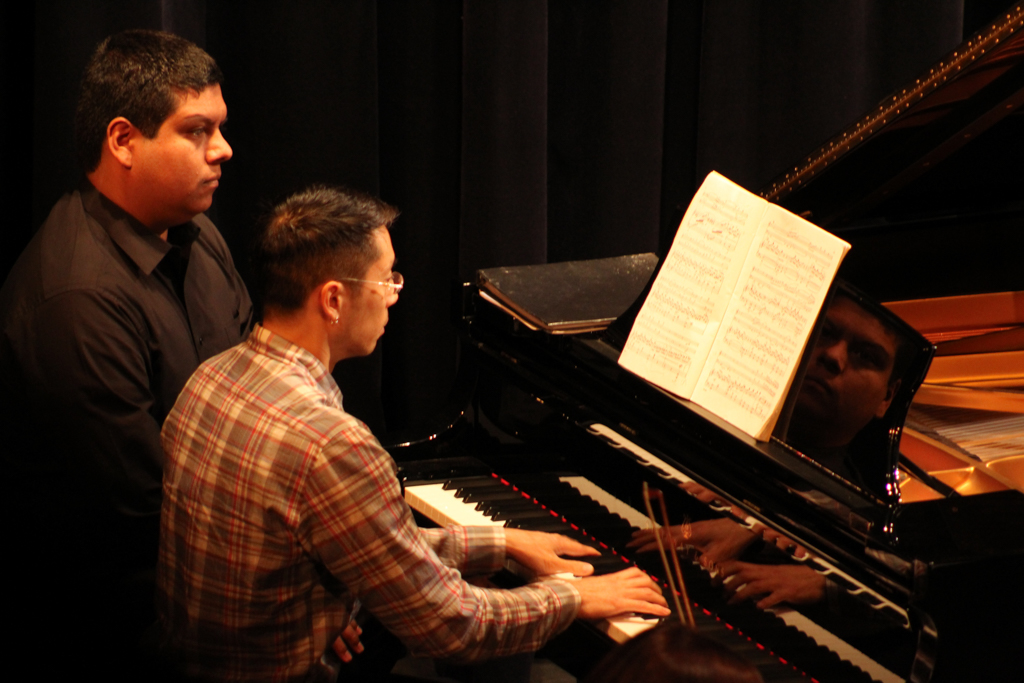Balboa Trio pianist Byron Chow, plays the piano during concert hour at Howard Brubeck Theatre. Allen Burton/ The Telescope