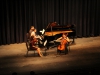 Balboa Trio Victoria Bietz (Violinist), Byron Chow (pianist), and Erica Erenyi (cellist) perform for Palomar stuents during concert hour at Howard Brubeck Theatre. Allen Burton / The Telescope