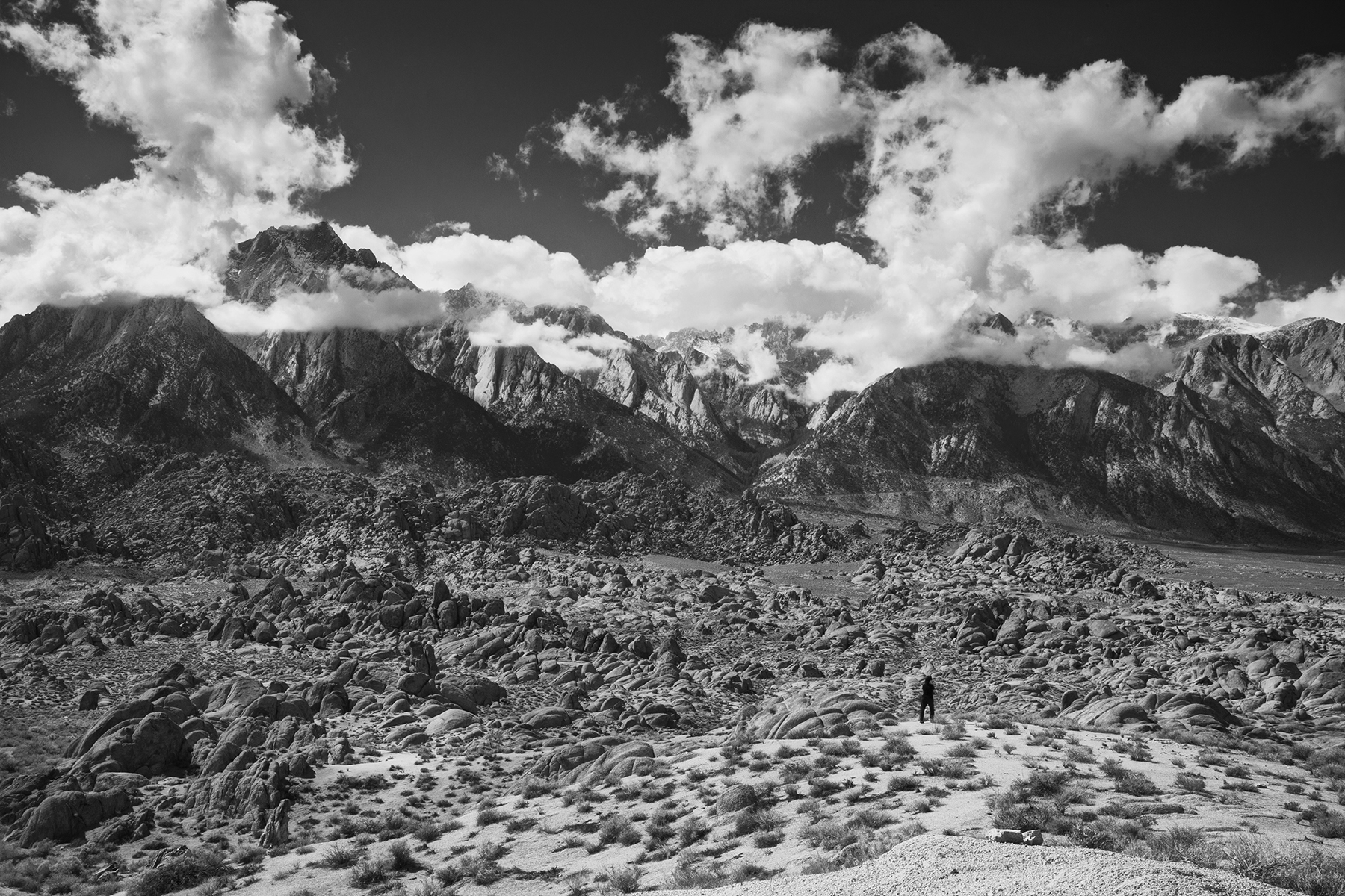 Donna Cosentino taking in the Alabama Hills with the Eastern Sierras as the backdrop. Photo by Dan Nougier