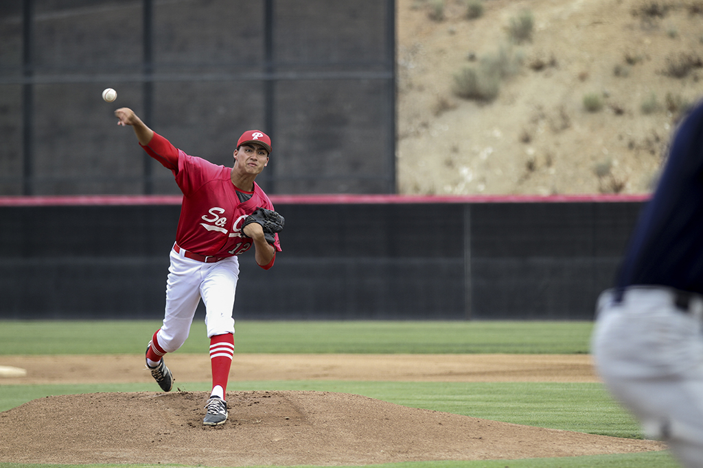 spoerts.baseball.102716.01Palomar's Cameron Haskell delivers a pitch during the first inning of the scrimmage against visiting Orange Coast College on Oct. 27 at the Palomar College ballpark. Philip Farry /The Telescope