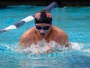 Palomar's Nick Hendricks swims the men's 200-yard breastroke during the meet against Mesa at the Mesa College Pool on March 4. Hendricks placed first with a time of 2.20.17. Coleen Burnham/The Telescope