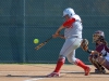 Palomar left-fielder Taylour Fa'asua (38) drives one down the 3rd base line during the April 13 game against Southwestern College. Comets won 8-0. Tracy Grassel/The Telescope.