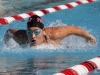Palomar's Dallas Fatseas swims the 50-yard butterfly event during the 2016 Waterman Festival Pentathlon at the Wallace Memorial Pool on Feb. 5. Fatseas swam a time of 36.46. The Pentathlon is a meet where all swimmers swim every event. Their individual times are then compiled at the end of the day to reveal a final overall score and place. Coleen Burnham/The Telescope