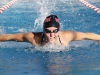 Palomar's Kendyl Mundt swims the butterfly leg of the 100-yard IM event during the 2016 Waterman Festival Pentathlon at the Wallace Memorial Pool on Feb. 5. Mundt swam a time of 1.11.36. The Pentathlon is a meet where all swimmers swim every event. Their individual times are then compiled at the end of the day to reveal a final overall score and place. Coleen Burnham/The Telescope