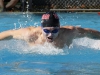 Palomar's Nick Hendricks swims a leg of the 350-yard Butterfly Relay event during the 2016 Waterman Festival Relays at the Wallace Memorial Pool on Feb. 6. Palomar men swam a time of 4.05.63 and earned it them first place. Coleen Burnham/The Telescope