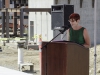 Palomar College Library Manager Connie Steerling gives a speech during the Topping Out Ceremony held at the San Marcos campus on July 28. The Ceremony was commemorating the construction of Palomar's new Library/Learning Resource Center by hoisiting up the last beam and bolting it into place. The new expected completion date is June of 2018. Tracy Grassel/The Telescope