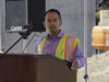 Gilbane's Executive Project Manager Alex Alon gives a speech during the Topping Out Ceremony which was held on the San Marcos campus July 28. The Ceremony was commemorating the construction of Palomar's new Library/Learning Resource Center by hoisiting the last beam and bolting it into it's final place. The expected completion date is June of 2018. Tracy Grassel/The Telescope
