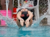Palomar's Emma Thomas pushes off the wall to start the 50 Backstroke on day one of the 2017 Waterman Festival at the Wallace Memorial pool on Feb. 10. Thomas placed first overall and swam a time of 28.91. Coleen Burnham/The Telescope