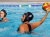 Palomar's Dallas Fatseas (8) shoots goal five for the Comets during the Women's Water Polo PCAC Conference game between Palomar and Grossmont on Nov. 4 at the Ned Baumer Pool. Teamate Kelly Rowan (10) look on. Palomar women won 9-5. Coleen Burnham/The Telescope