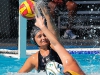 Palomar's Dallas Fatseas (8) blocks a goal from Grossmont's Georgi Riggs (12) during the Women's Water Polo PCAC Conference game between Palomar and Grossmont on Nov. 4 at the Ned Baumer Pool. Palomar women won 9-5. Coleen Burnham/The Telescope