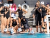 Palomar coach Jackie Puccino (black hat) talks to her team during a timeout at the 2016 Women's Water Polo PCAC Conference game against Mesa on Nov. 5 at the Ned Baumer Pool. Palomar women won the title with a score of 8-7. Coleen Burnham/The Telescope