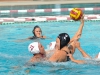 Palomar attacker Rebekah Blackburn (2) attempts to score a goal as Southwestern defenders Elizabeth Rozow (21) and Karina Reynoso (13) grab on to block the shot during the Sept. 26 game at Wallace Memorial Pool. Palomar defeated Southwestern 19-1. Tracy Grassel/The Telescope