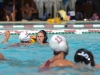 Palomar's Torrey Hirning (14) looks to see if her teammate Emma Thomas (5) is open before passing the ball in Sept. 26 game against Southwestern College at the Wallace Memorial Pool. Palomar won 19-1. Tracy Grassel/The Telescope