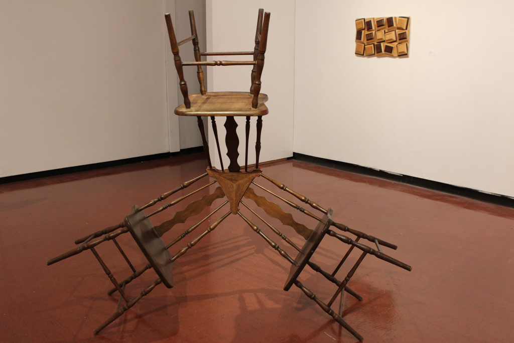 Art piece Stacking Chairs at the Boehm Gallery on April 5. Belen De Anda / The Telescope