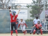 Palomar's Moriah Lopez (29) hits a single over the outstretched arms of Mt. San Jacinto Eagles' pitcher Jordan Sage in the 2nd inning of the March 11 game at Palomar College Softball Field. The Comets won the game 9-1 and improved their record to 16-1. Stephen Davis/The Telescope
