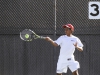 February 12, 2015 | Palomar tennis player Jonathan Rodriguez returns a serve during the second set. The Comets hosted visiting Mt. San Jacinto college. The Eagles beat the Comets 6-3 Thursday afternoon on the Comets courts.  Philip Farry / The Telescope