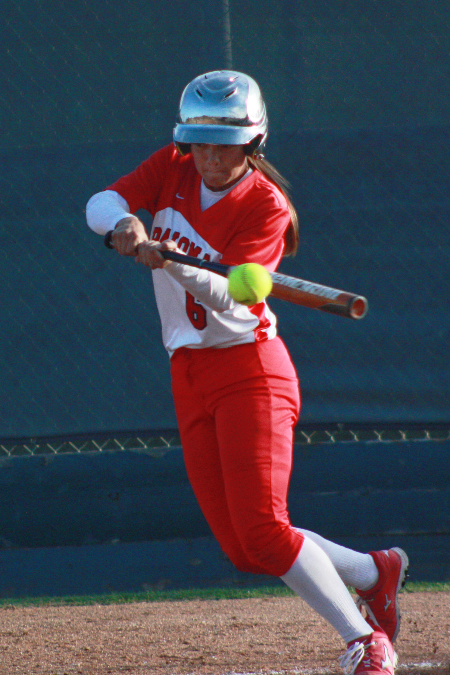 Palomar outfielder Kristen George hits an RBI double to drive in Keilani âKKâ Fronda in the 4th inning to put Palomar up 4-1 against Citrus College on Feb 25 at Palomarâs softball field. The Comets picked up their 8th win in a row to improve their record to 9-1 on the season in their 4-1 win over the Owls. Scott Colson/The Telescope