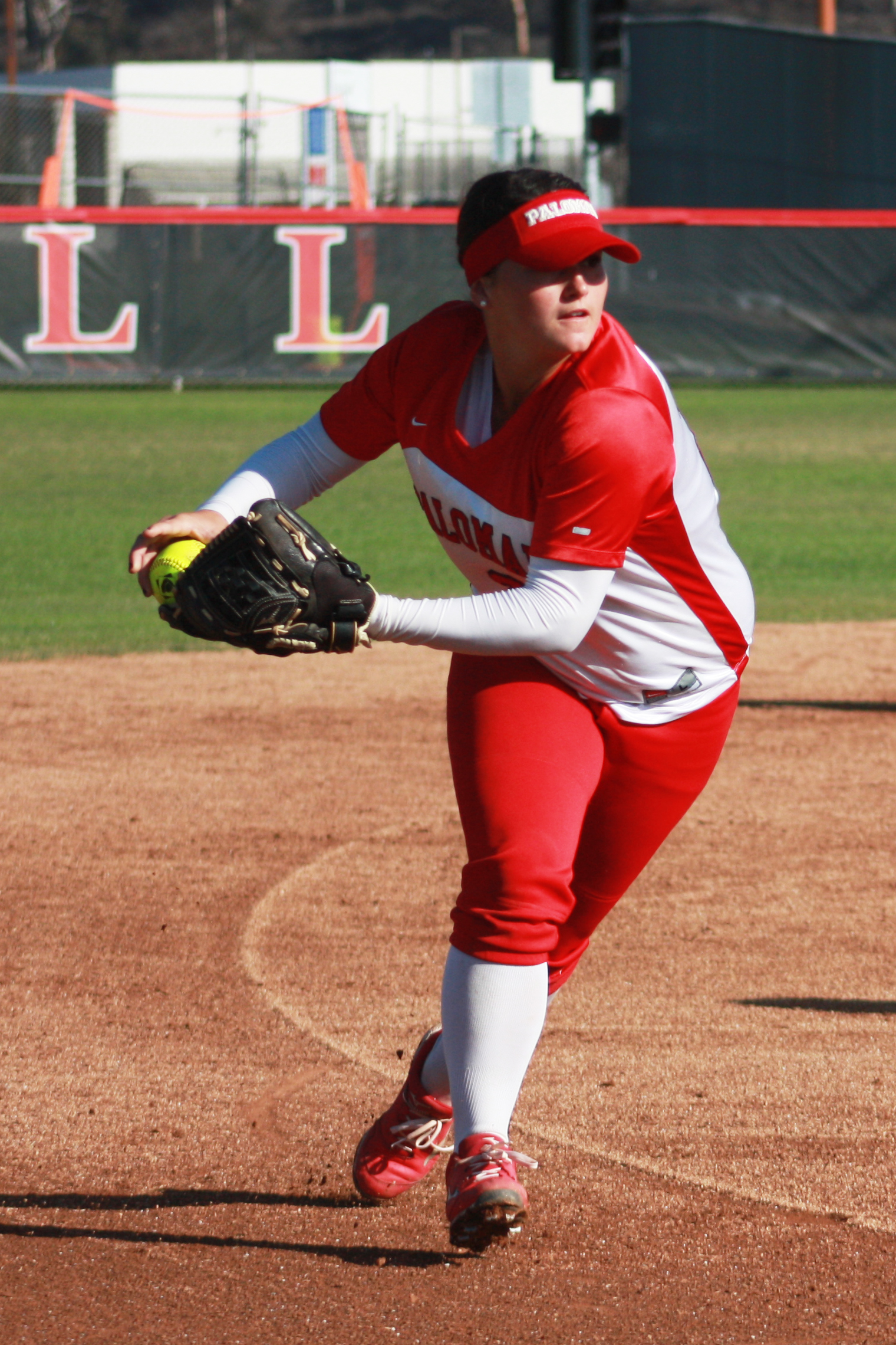 Palomar shortstop Kali Pugh gets the force out at third base to end the first inning against Citrus College on Feb 25 at Palomarâs softball field. The Comets picked up their 8th win in a row to improve their record to 9-1 on the season in their 4-1 win over the Owls. Scott Colson/The Telescope