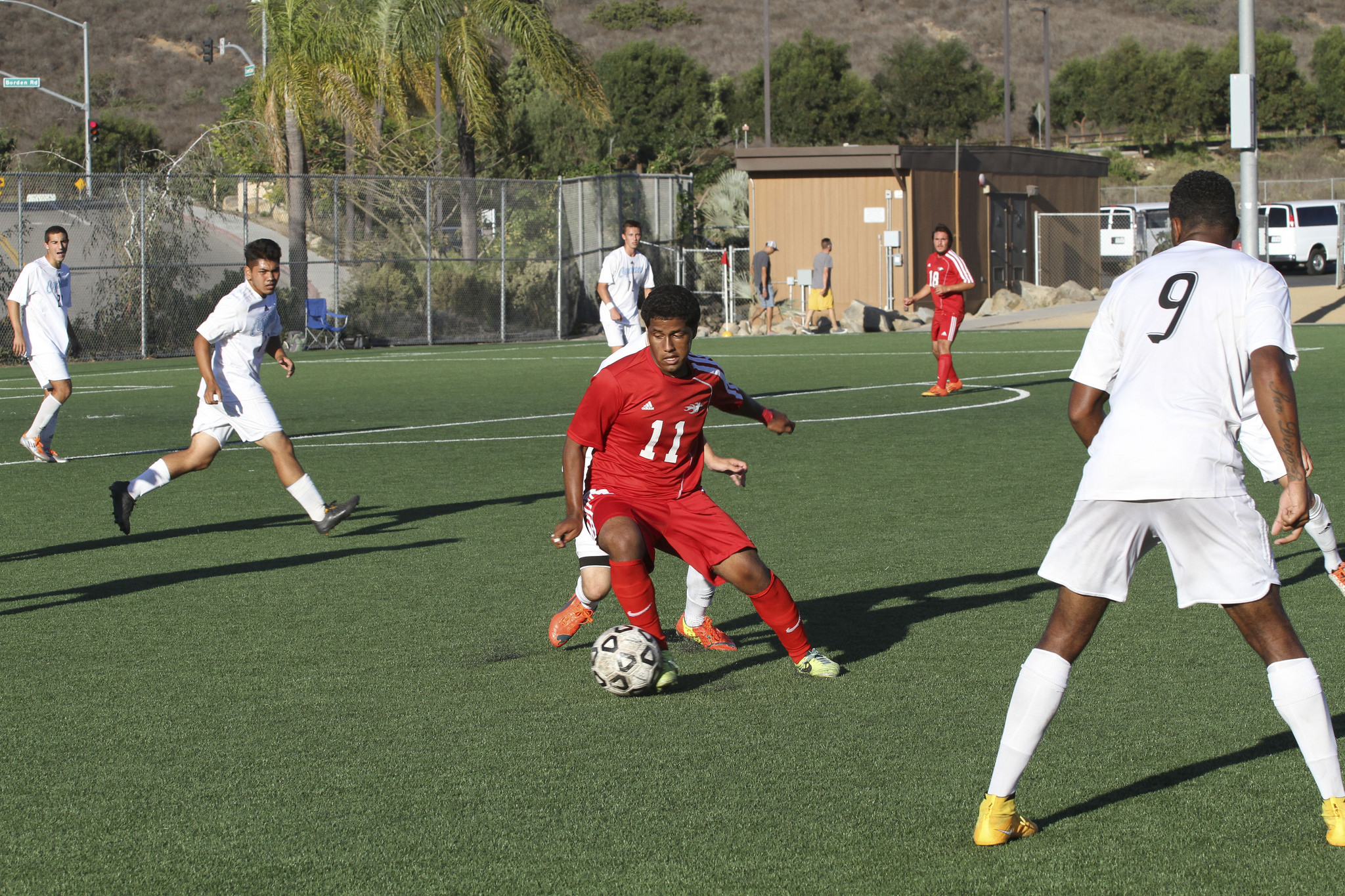 Palomar's midfielder Zack Salado (No.11) controls the ball during a game against Cuyamaca on October 24th at Minkoff Field San Marcos, California. Comet's 2-0 loss to Cuyamaca.