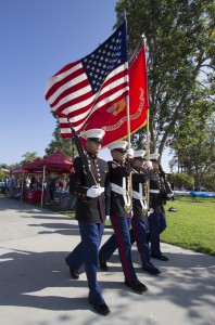 Monday, November 10, 2014. Marine Corps Color Guard retiring the Colors after the conclusion of the Palomar College Veteran's Day Ceremony at San Marcos Campus. Photo: Paul Nelson | The Telescope