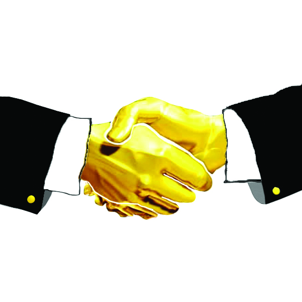 Golden Handshake illustration.(Brian O'Malley/The Telescope)