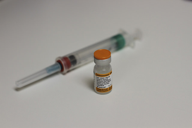 Photo illustration of vaccine at Palomar Health Services. (Philip Farry/The Telescope)