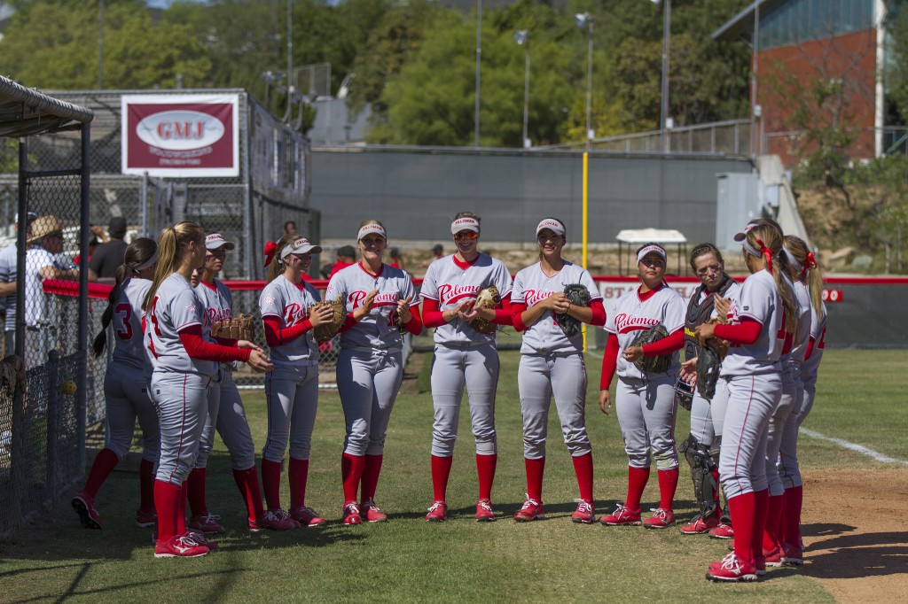 Palomar womens softball team are ready to take the field against visiting San Diego City College Friday 27 March. The Comets ranked #2 in the state beat the Knights 10-0 in five inning (mercy rule). The Comets improved their record to 21-1-1 (12-0 in PCAC) Philip Farry / The Telescope.