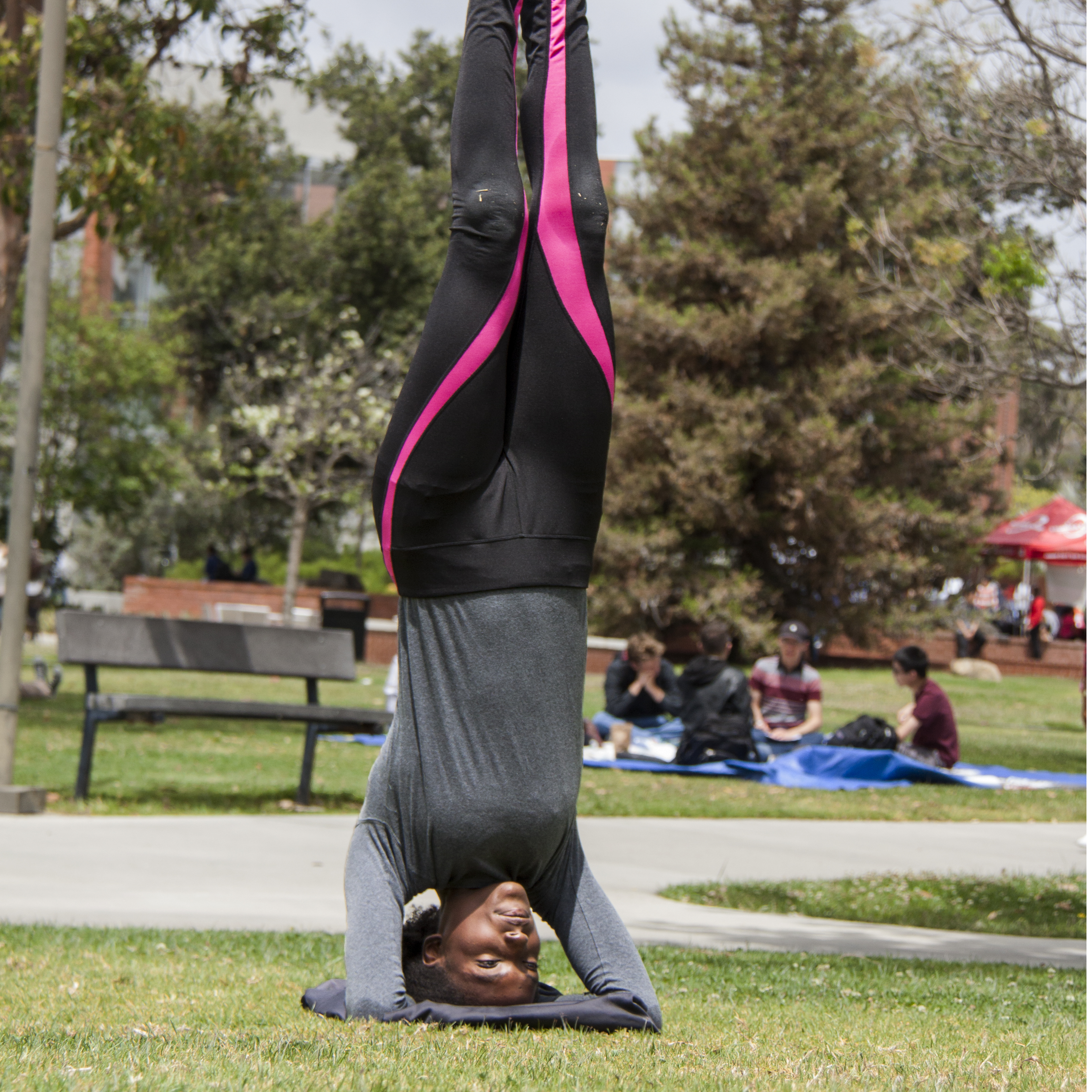 Yoga headstand pose demonstrated by Telescope staff writer Amber Rosario. (Stephen Davis/The Telescope)
