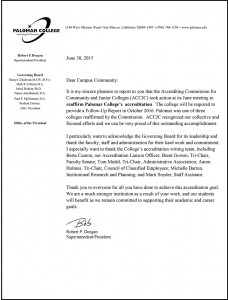Letter from President Deegan to Campus Community about accreditation reaffirmation on June, 30