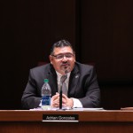 Adrian Gonzales, Palomar College's interim president, discusses campus issues at the Governing Board meeting at Palomar College on Sept. 9. Lou Roubitchek/The Telescope