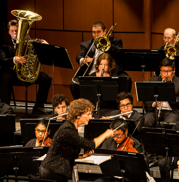 Dr. Ellen Weller conducts "Harmony"; the first in a series of symphony concerts "The Elements of Music" at the Howard Brubeck Theatre at Palomar College in San Marcos; Saturday on Oct. 10, 2015. (Patty Hayton/The Telescope)