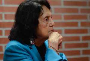 Labor leader and activist Dolores Huerta behind the scenes of her talk, Achieving Equity through Education that was held on campus in the Howard Brubeck Theatre on March 8. Tracy Grassel/The Telescope