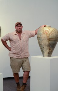 Artist Nick Schwartz exhibits his work at the Ceramics Biennial in the Boehm Gallery at Palomar College on Feb. 18. Tracy Grassel/The Telescope