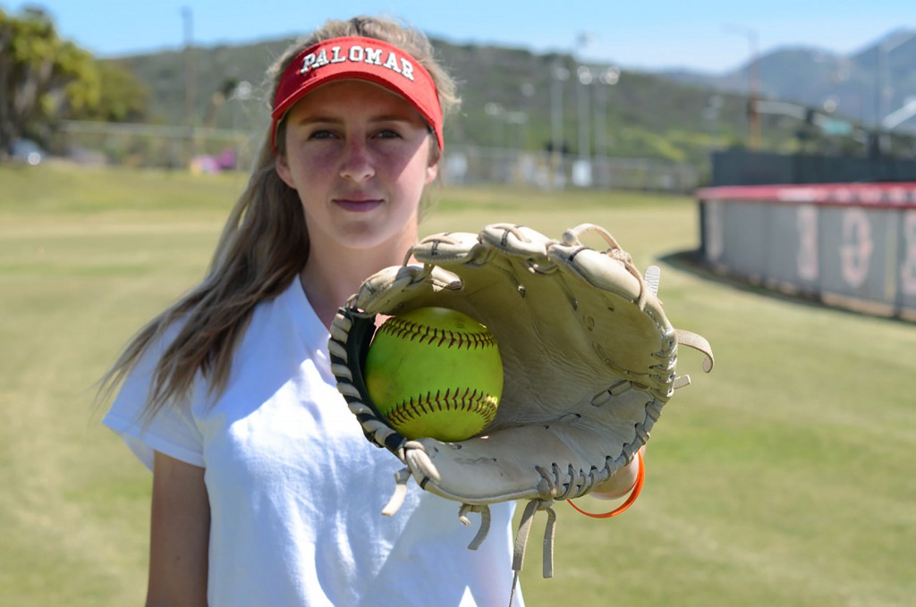 Palomar Softball pitcher Summer Evans (2) poses for an Enviromental Portrait. Tracy Grassel/The Telescope