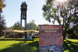 The Palomar Archaeology Program set up tents by the clocktower on Thursday, October 20 to celebrate it's 40th anniversary at Palomar College. The tents had tables with information about the program and repicas of artifacts found on excavation digs. Michael Schulte/The Telescope