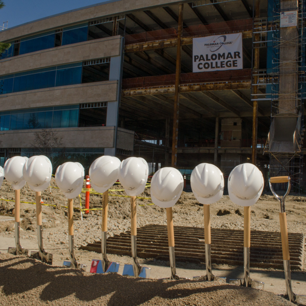 Shovels and hard hats are in place for the Groundbreaking Ceremony at Palomar South on March 3, 2017. (Kathleen Coogan/The Telescope)