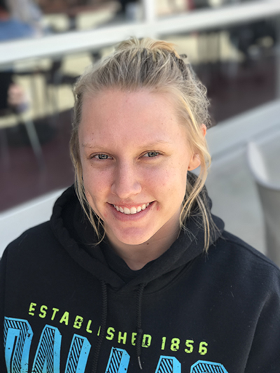 Sarah Engebretson 21 Communication Disorders: "Well, I cheer here, for Spring Break we are doing two-a-days every day, so nothing fun really."