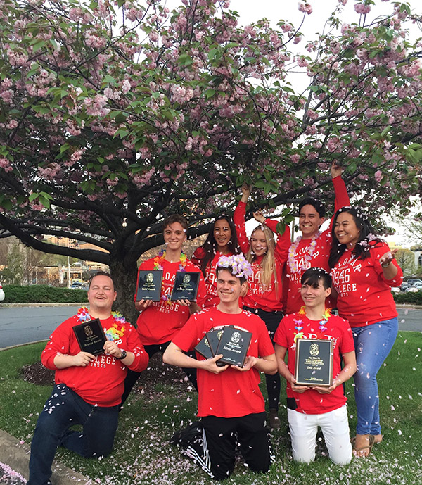 The Palomar Speech and Debate team poses with the awards the won at the Phi Rho Pi national tournament on April 15, 2017. (Photo courtesy of the Palomar Speech and Debate team)