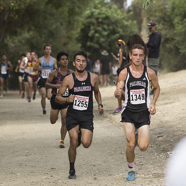 Palomar freshmen runner Chris Allen (1349) races toward the finish line in Palomar College's Cross Country Invitational at Guajome Park, Sept. 8, 2017. (Larie Tobias Chairul/The Telescope)