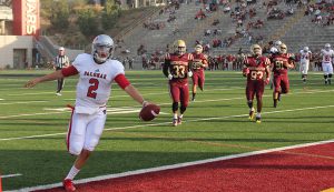 Palomar quarterback Matt Romero runs in the first touchdown of the season in the first quarter against Southwestern College. Palomar won 38-31. Justin Gonzalez/The Telescope