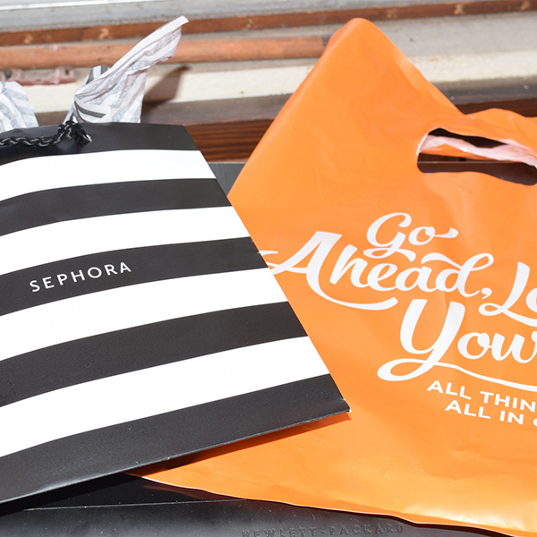 Shopping bags for Sephora and Ulta stores. Photo by Victoria Bradley/The Telescope