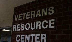 The new sign of the Veterans resource center during the opening event, March 16. Aubree Wiedmaier/The Telescope