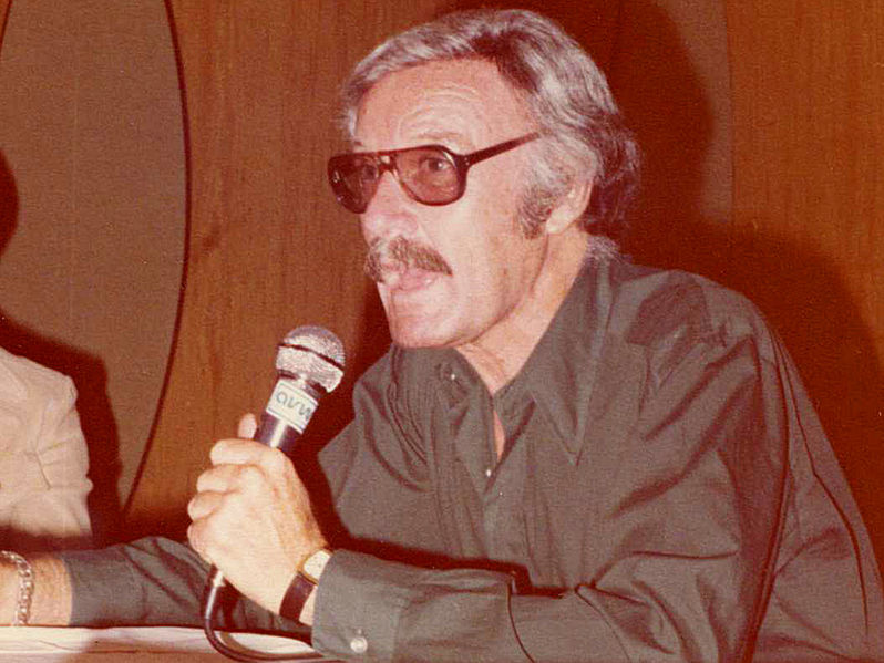 Stan Lee speaking at a convention in 1980. Photo courtesy of Larry D. Moore.