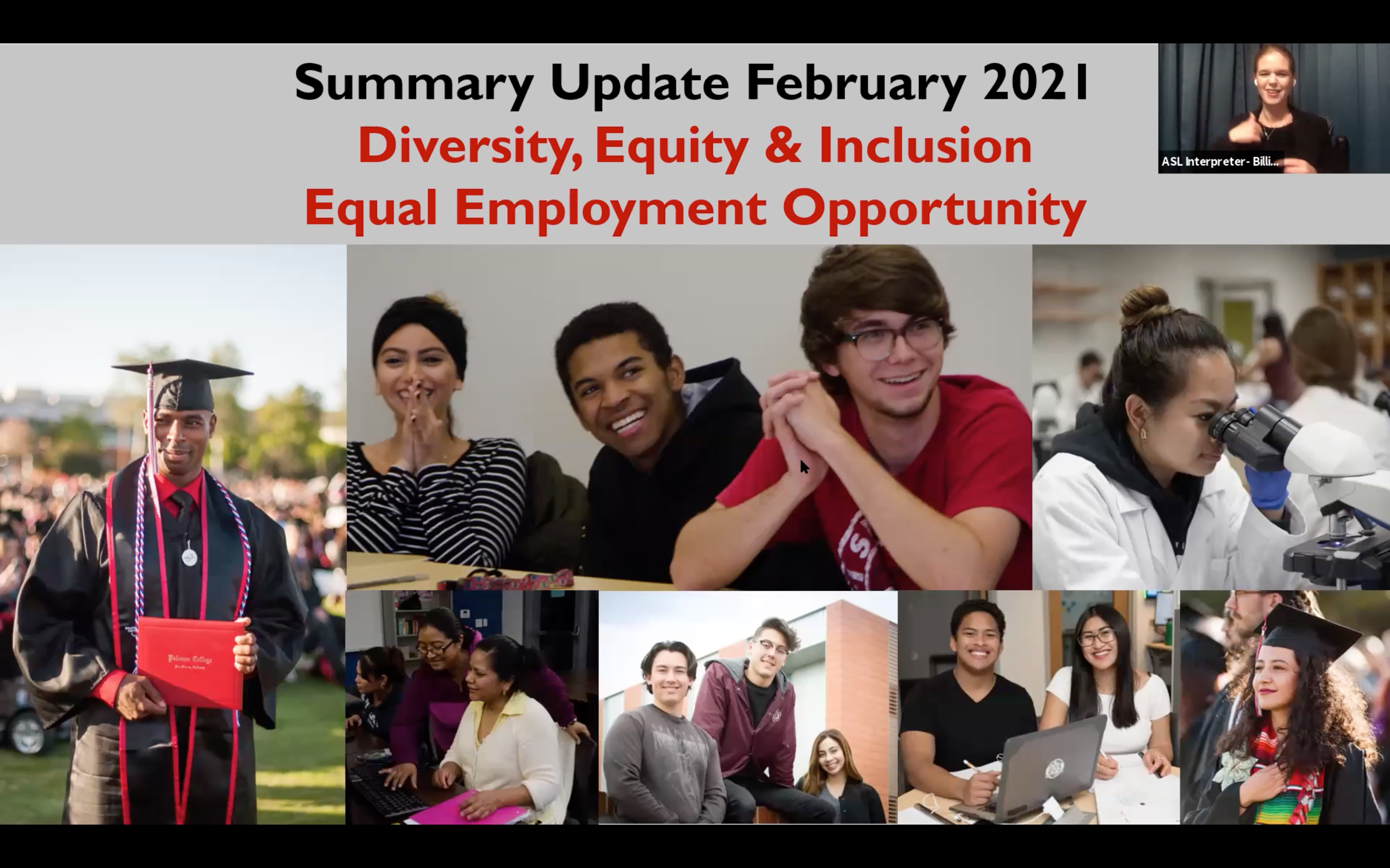 Screenshot from the Palomar College Governing Board meeting held on Feb. 2, 2021. The Board discussed its antiracism efforts' progress. (Telescope Staff/The Telescope)