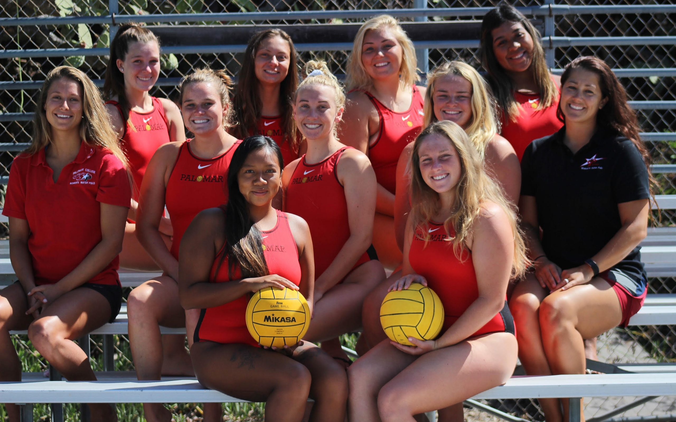 The Palomar water polo players pose together in Spring 2021.