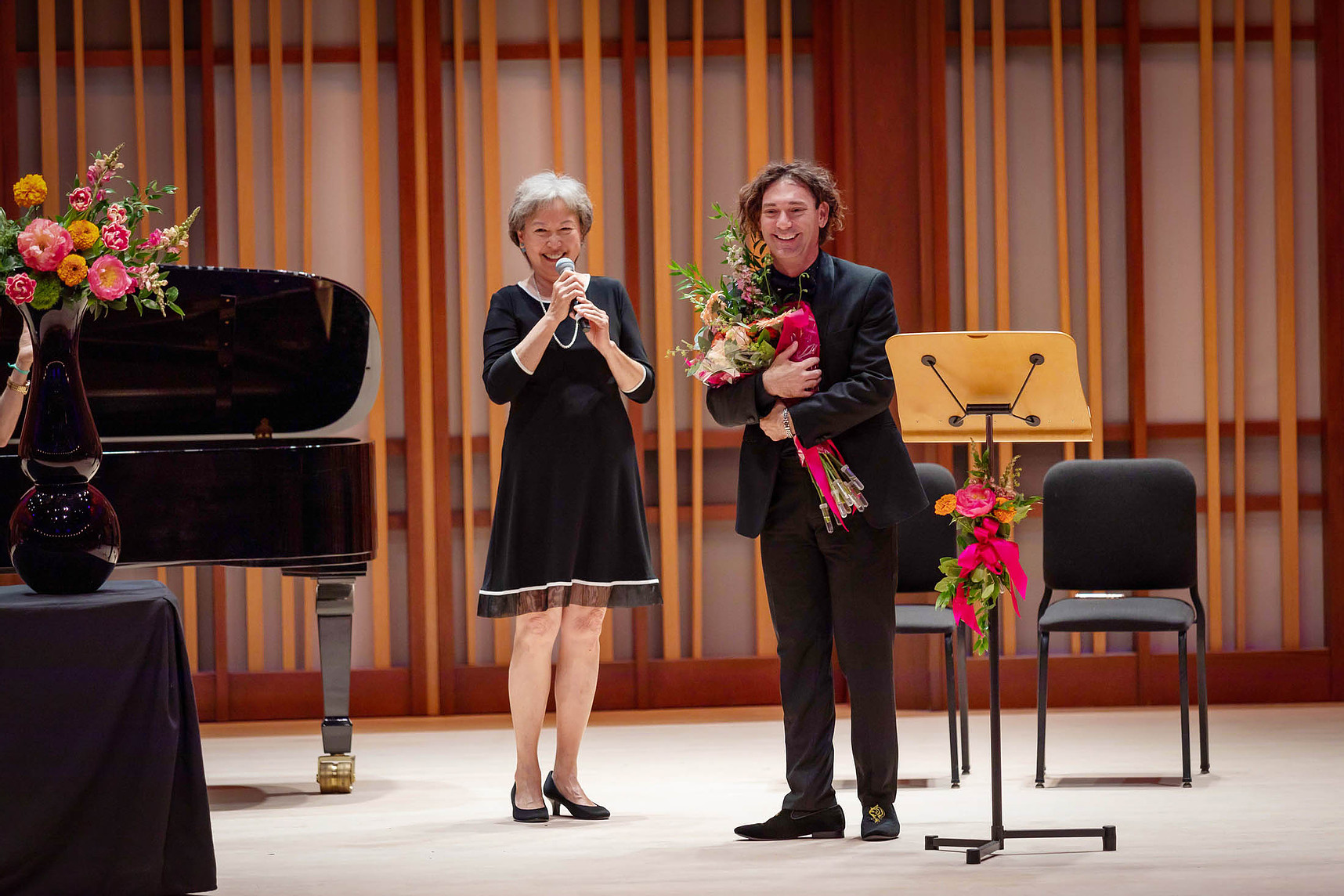 Lulu Hsu (left) and Glenn Kramer (right) at the 2019 International Piano Competition & Festival for Outstanding Amateurs