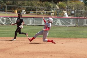 Palomar College softball player Allyson Amato (#24), sliding into a base in a recent game on March 17 vs Southwestern College. Photo taken by Giovanni Vallido | Used With Permission